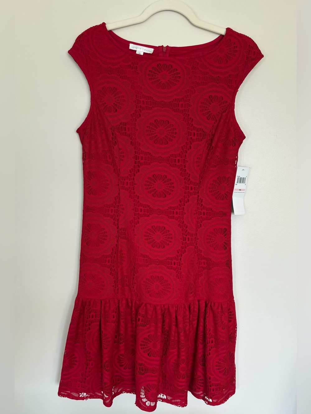 NWT London Times Red Lace Cocktail Dress